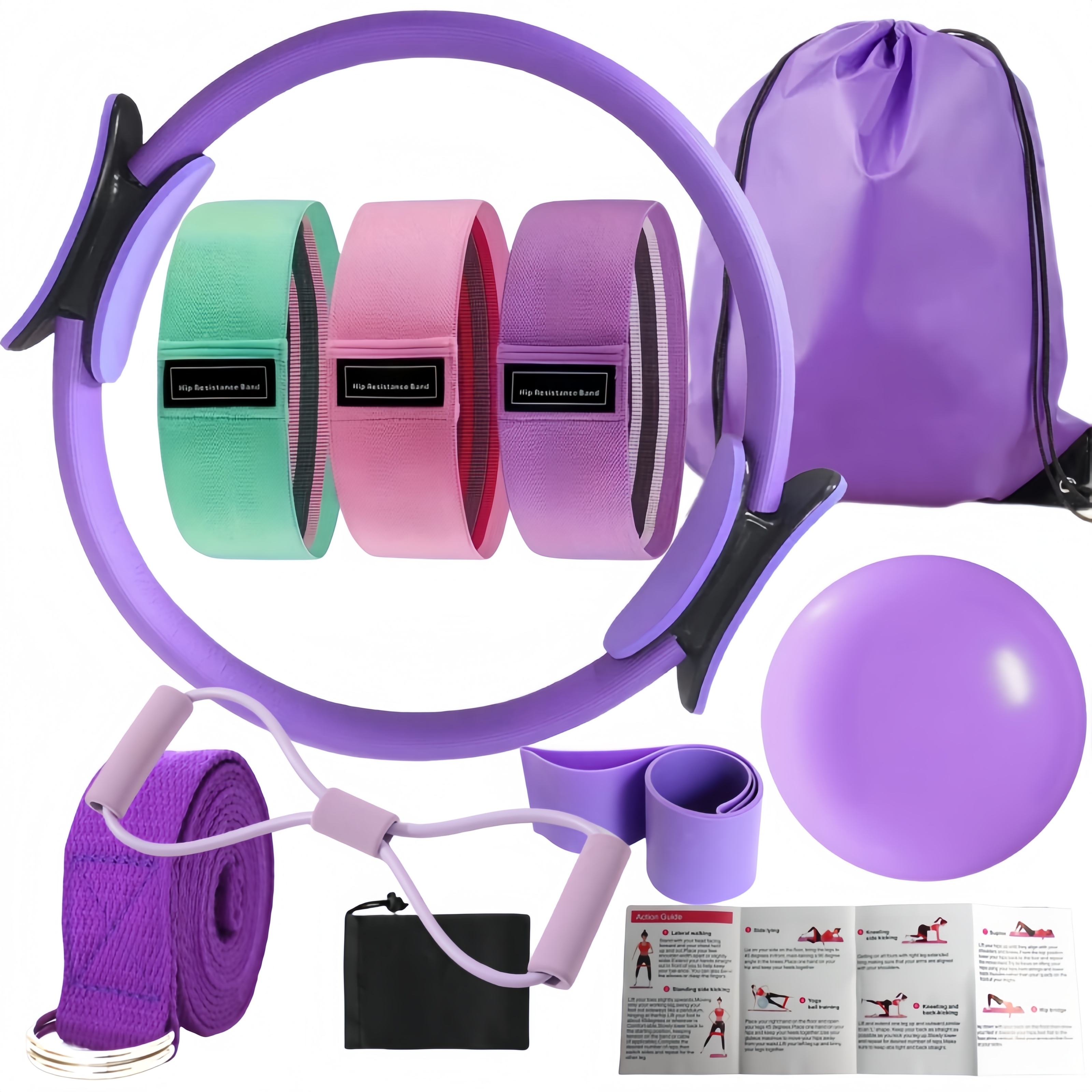 Sports Equipment For Schools - 10-Piece Pilates Loops Yoga Kit, Stretch