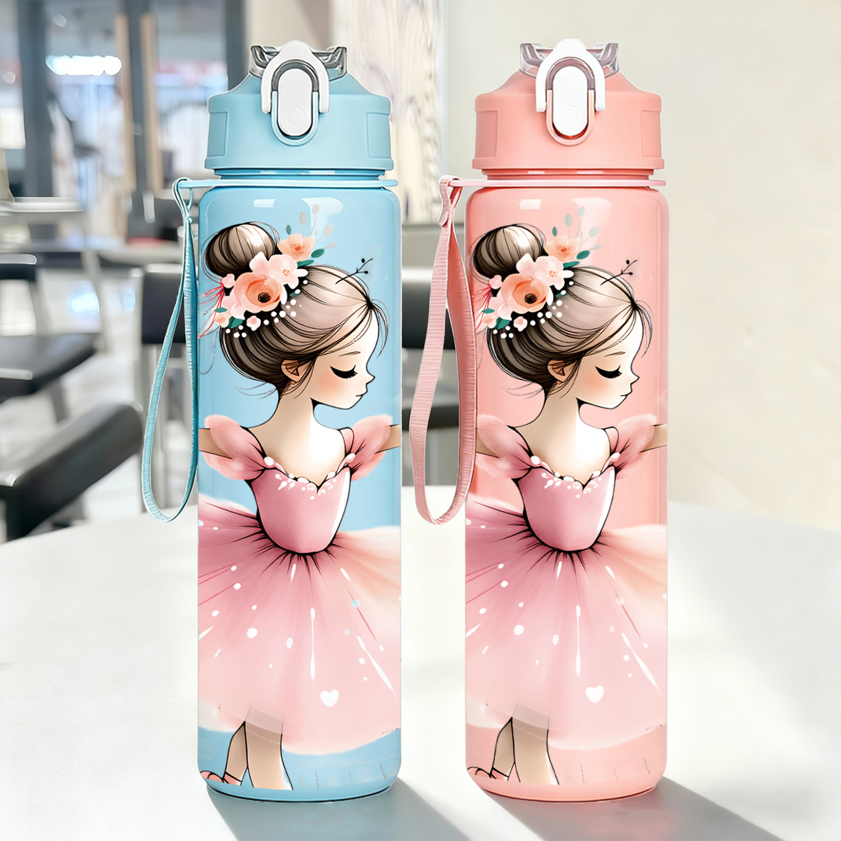 Sports Equipment Names - Ballerina Print 750ml Sports Water Bottle