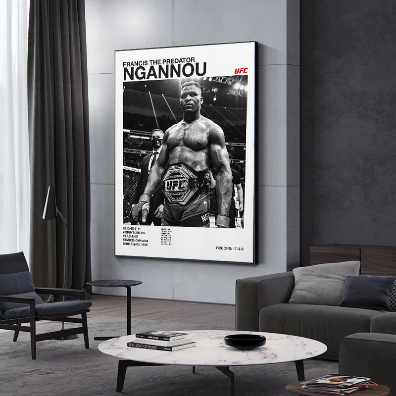 Black and White Fighting Champ - огляд і ціна Sports Equipment Poster