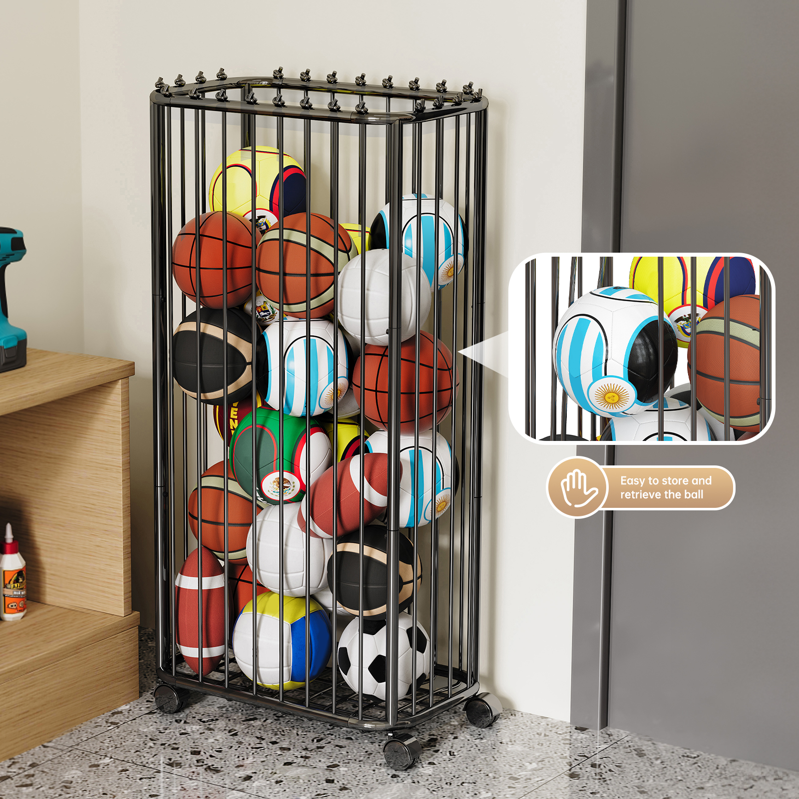 Basketball, Football, Tennis R - огляд і ціна Sports Equipment Holder
