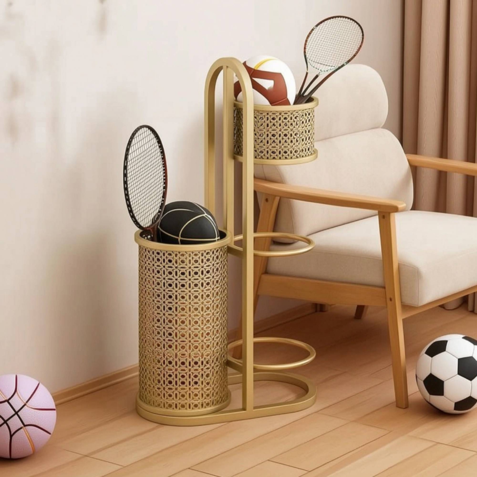 Ball Storage Rack with Basket  - огляд і ціна Sports Equipment Storage Rack